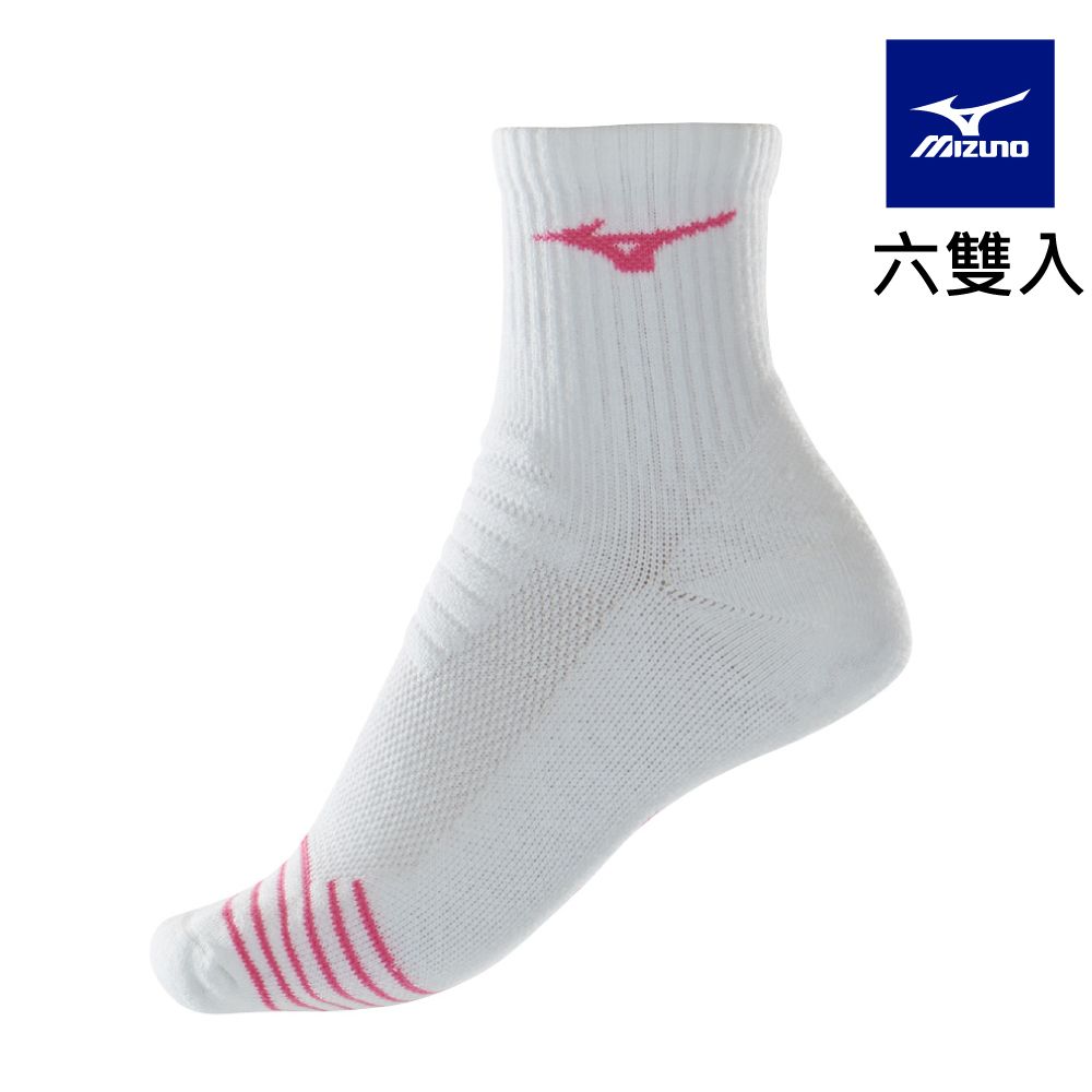 MIZUNO 美津濃 女運動厚底短襪 6雙入 32TXB61015Q 白x粉紅