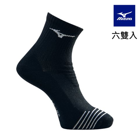 MIZUNO 美津濃 男運動厚底短襪 6雙入 32TXB51091Q 黑x白