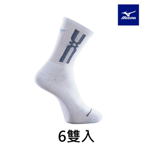 MIZUNO 美津濃 男運動厚底襪 6雙入 32TXB00818Q 白x藍x深藍