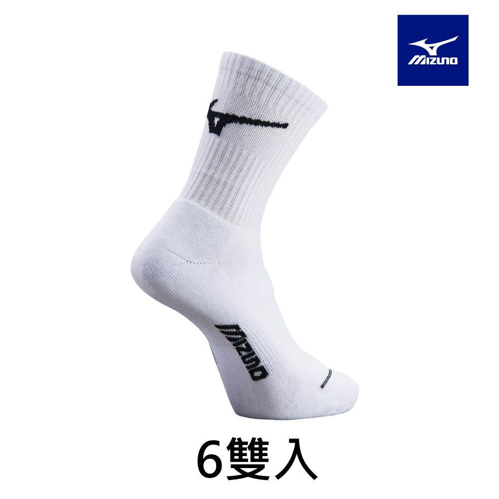 MIZUNO 美津濃 男運動厚底襪 6雙入 32TXB10109Q 白x黑