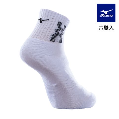 MIZUNO 美津濃 男運動厚底短襪 6雙入 32TXB00609Q(白x黑）