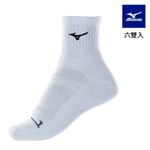【MIZUNO 美津濃】女運動厚底短襪 32TXB01109Q（白x黑）1袋(6雙)