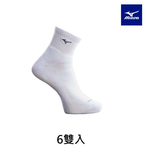 【MIZUNO 美津濃】男運動厚底短襪 6雙入 32TXC70107Q（白x灰）