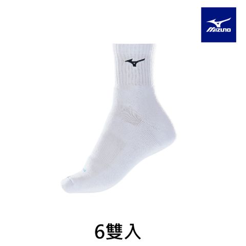 【MIZUNO 美津濃】女運動厚底短襪 6雙入 32TXC71101Q（白x黑）