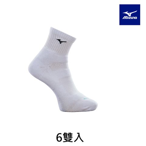 【MIZUNO 美津濃】男運動厚底短襪 6雙入 32TXC70201Q（白X黑）
