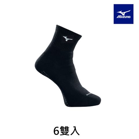 【MIZUNO 美津濃】男運動厚底短襪 6雙入 32TXC70209Q（黑x白）