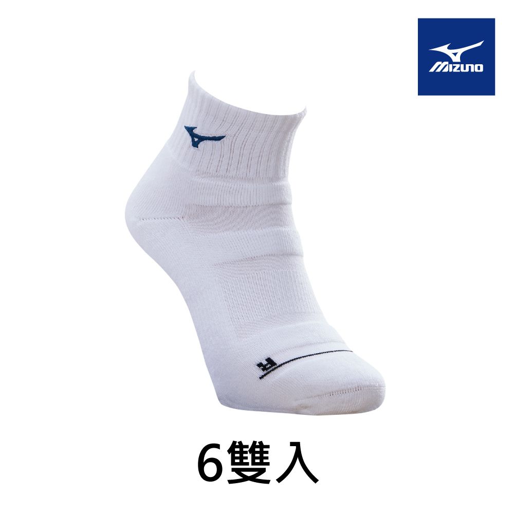 MIZUNO 美津濃 男運動厚底短襪 6雙入 32TXB00114Q白x深藍