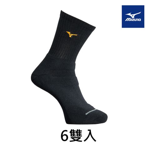 MIZUNO 美津濃 男運動厚底襪 6雙入 32TXB00394Q黑x黃