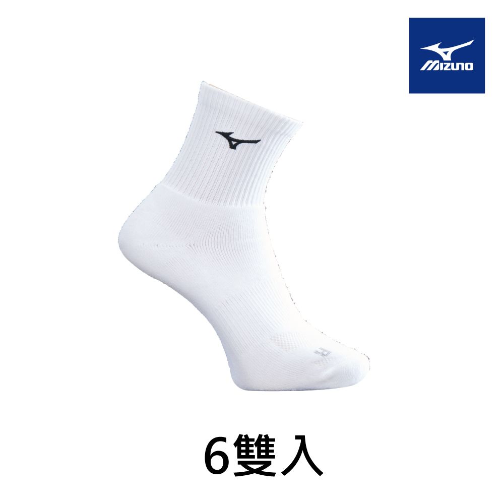 MIZUNO 美津濃 男網羽桌厚底襪 6雙入 62TXB72001Q白