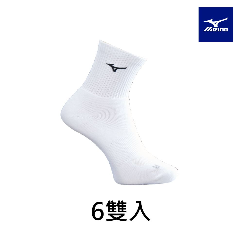 MIZUNO 美津濃 男網羽桌厚底襪 6雙入 62TXB91001Q 白