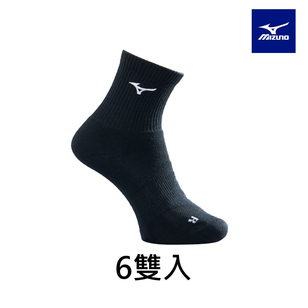 MIZUNO 美津濃 男網羽桌厚底襪 6雙入 62TXB91009Q 黑