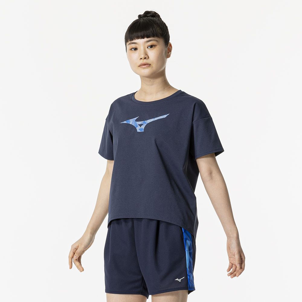 MIZUNO 美津濃 2024年 女款短袖紀念圓領衫 32MAB81313深藍