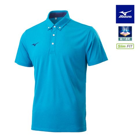 【MIZUNO 美津濃】男款短袖POLO衫 32TAC01724（埃及藍）