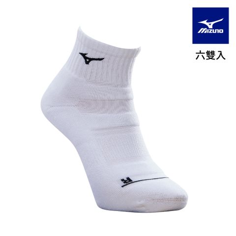 【MIZUNO 美津濃】男運動厚底短襪 6雙入 32TXB00109Q（白x黑）