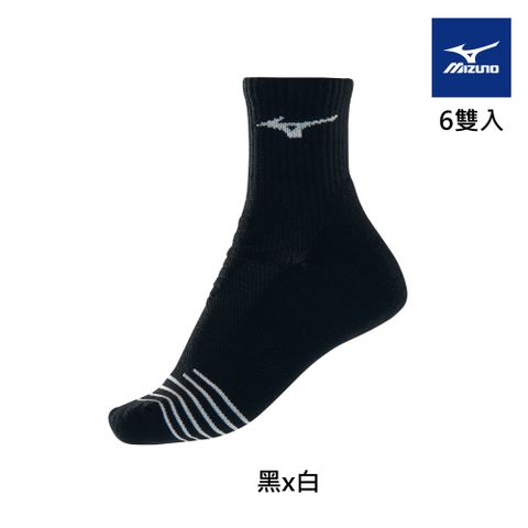 MIZUNO 美津濃 女運動厚底短襪 6雙入 32TXA61091Q黑x白