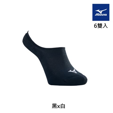 MIZUNO 美津濃 女運動隱形襪 6雙入 32TX290191Q黑x白