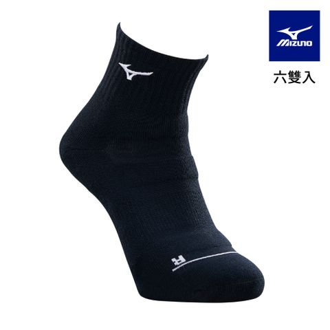 MIZUNO 美津濃 男運動厚底短襪 6雙入 32TXB00191Q黑x白