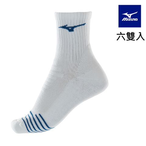 MIZUNO 美津濃 女運動厚底短襪 6雙入 32TXB61014Q白x深藍