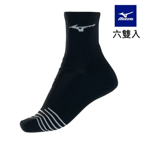 MIZUNO 美津濃 女運動厚底短襪 6雙入 32TXB61091Q黑x白