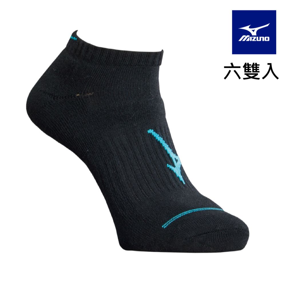 MIZUNO 美津濃 男運動厚底短襪 6雙入 32TXB00592Q黑x藍