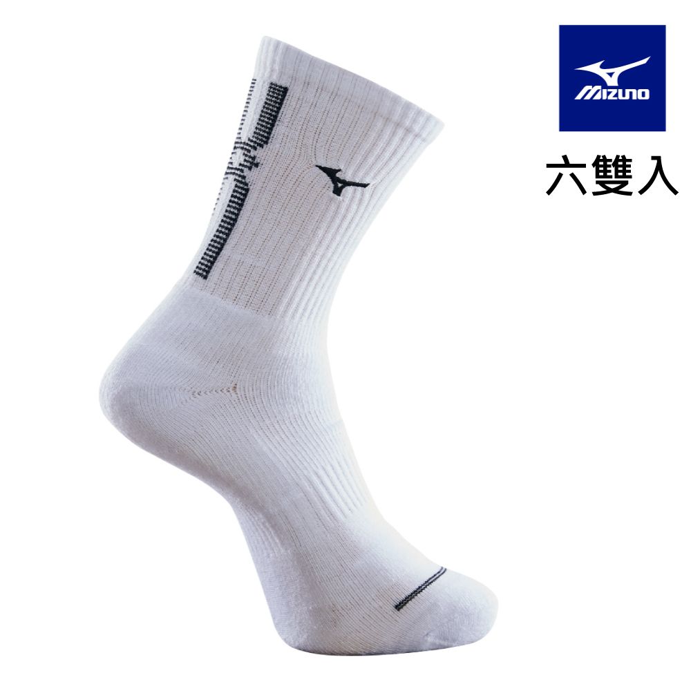 MIZUNO 美津濃 男運動厚底襪 6雙入 32TXB00701Q白x黑