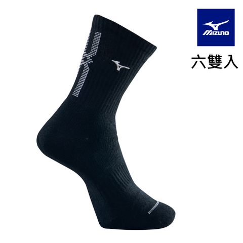 MIZUNO 美津濃 男運動厚底襪 6雙入 32TXB00709Q黑x白