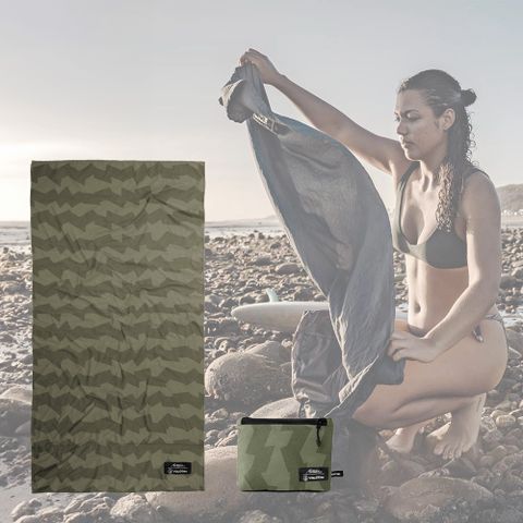 Matador 鬥牛士 x Volcom  Packable Beach Towel 超輕量速乾沙灘墊 - 虎斑綠/折疊/毛巾/衝浪/海灘