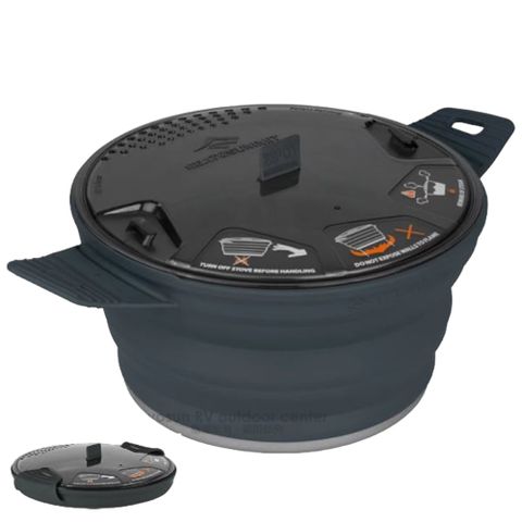 【Sea To Summit】食品級矽膠 X-摺疊鍋2.8L(適合2至3人使用).可摺疊收納/STSAXPOTSS2.8CH 碳灰