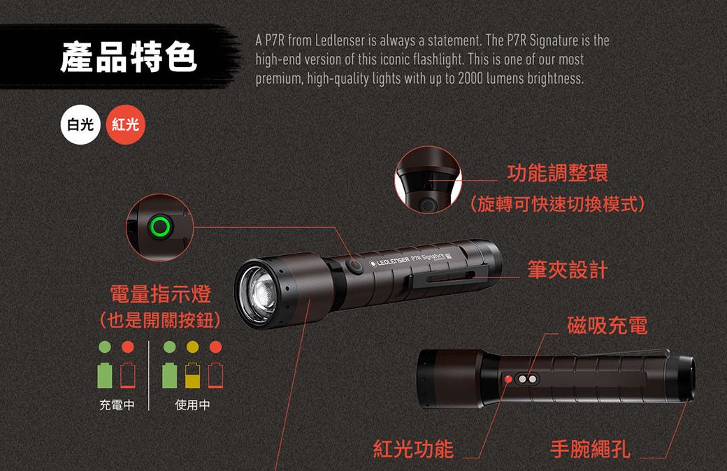 德國Ledlenser P7R Signature 充電式伸縮調焦手電筒- PChome 24h購物