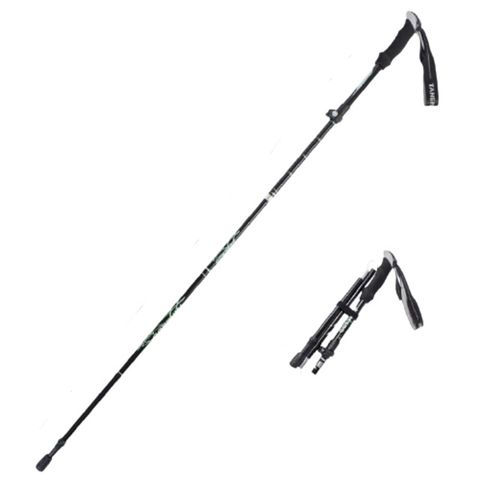 【Xavagear】戶外健行登山杖 鋁合金折疊伸縮手杖 110-130cm 黑色 1支入