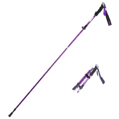 【Xavagear】戶外健行登山杖 鋁合金折疊伸縮手杖 110-130cm 紫色 1支入