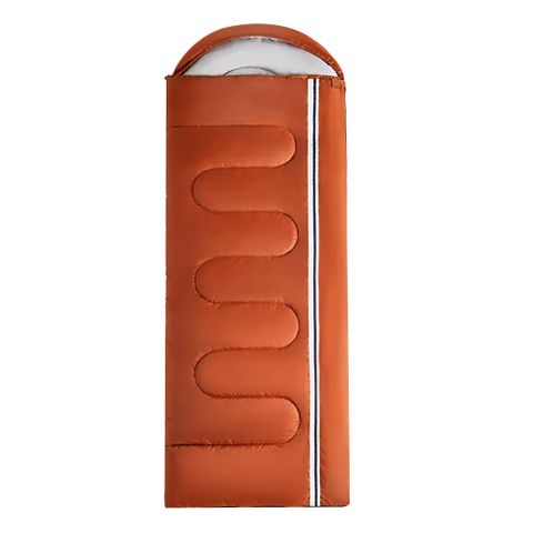 駱駝Camel Crown戶外加厚帶帽式中空棉保暖抗寒睡袋 棕紅 左