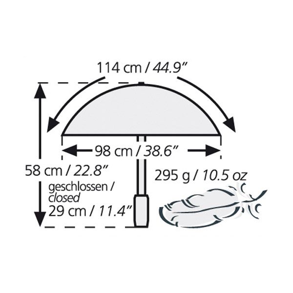 114 cm / 44.9-98 cm/38.658 cm / 22.8geschlossen/29 cm/11.4295 g/10.5 oz