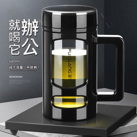 Comet 提把型塑玻辦公泡茶杯680ml(FG0085-680)