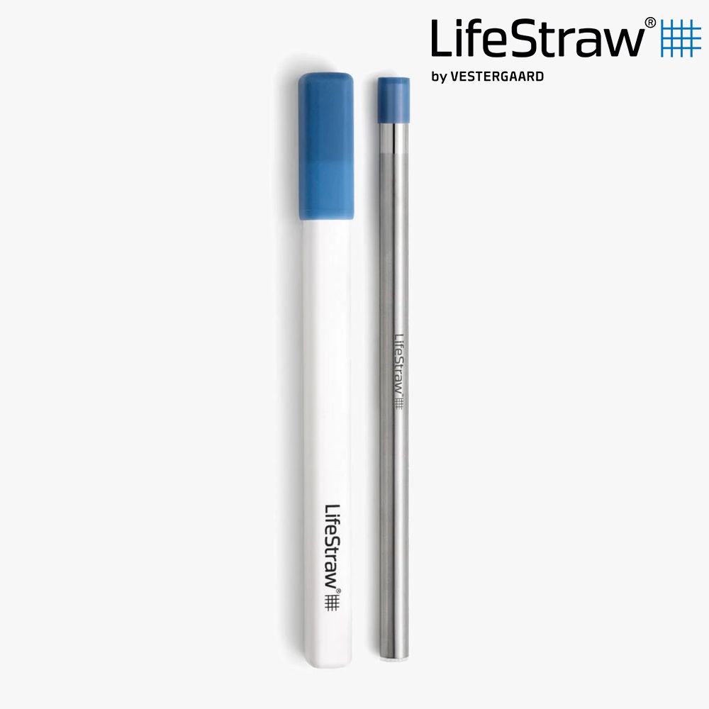 LifeStraw 【可隨身攜帶的濾心】 SIP 不鏽鋼生命淨水吸管｜淡藍色