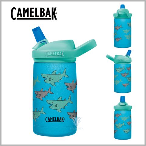 贈防塵蓋CamelBak 350ml eddy+ kids兒童吸管不鏽鋼保溫瓶(保冰)-鯊魚學校