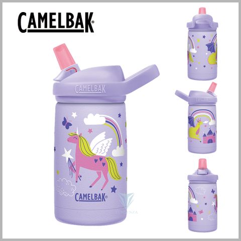 贈防塵蓋CamelBak 350ml eddy+ kids兒童吸管不鏽鋼保溫瓶(保冰)-魔幻獨角獸