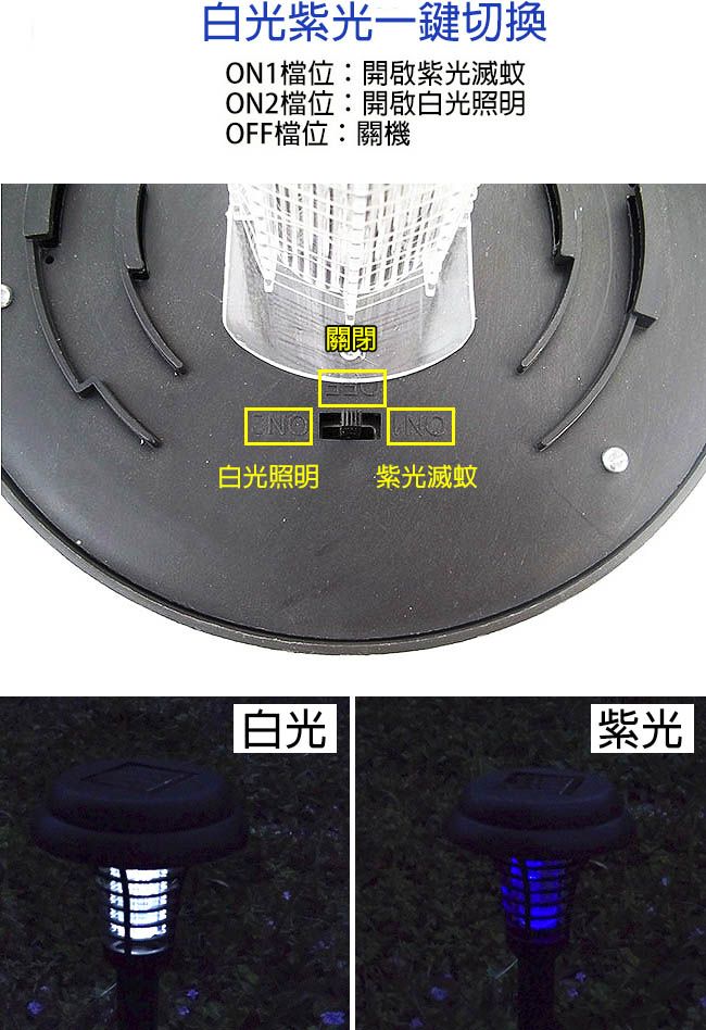 Time Leisure LED太陽能充電兩段式戶外露營庭院驅蚊草坪燈2入- PChome