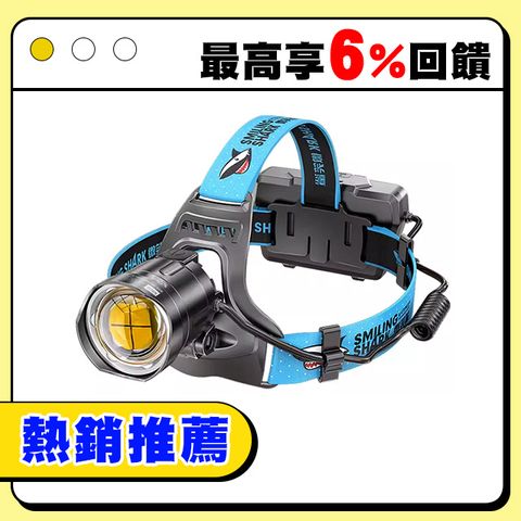 微笑鯊【K808 P100變焦強光頭燈】防水頭戴式頭燈 釣魚夜釣頭燈 露營登山戶外照明 變焦 超亮遠射