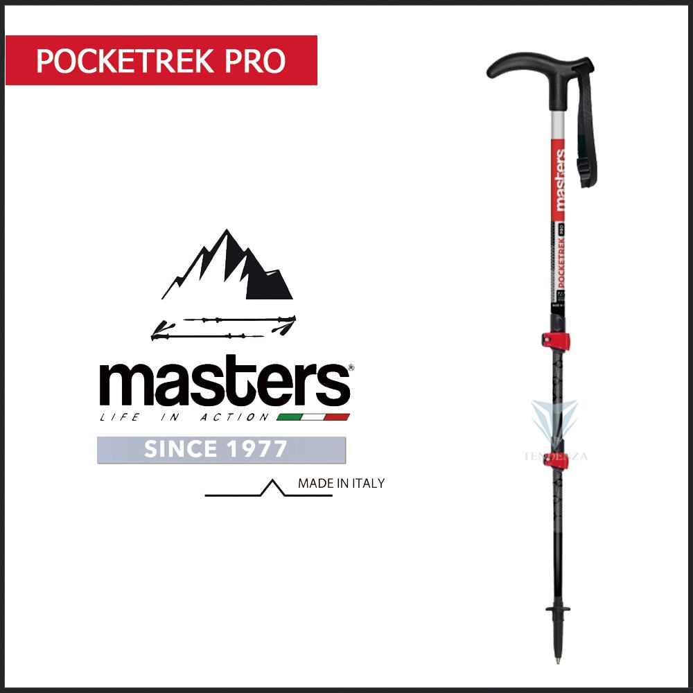 masters 【義大利 】Pocketrek PRO 寶特快拆 登山杖 - 銀/紅