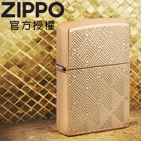 Zippo 【官方旗艦店】金色幾何紋路(加厚版)防風打火機