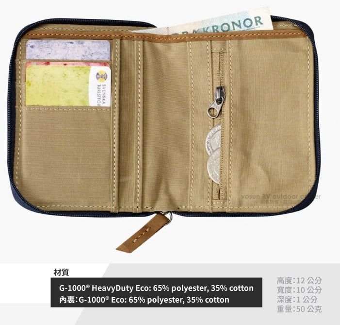 材質TURISTFORSVENSKAKRONOR RV  G- HeavyDuty Eco 65% polyester, 35% cotton: G-1000® Eco: 65% polyester, 35% cotton高度:12公分寬度:10公分深度:1公分重量:50公克