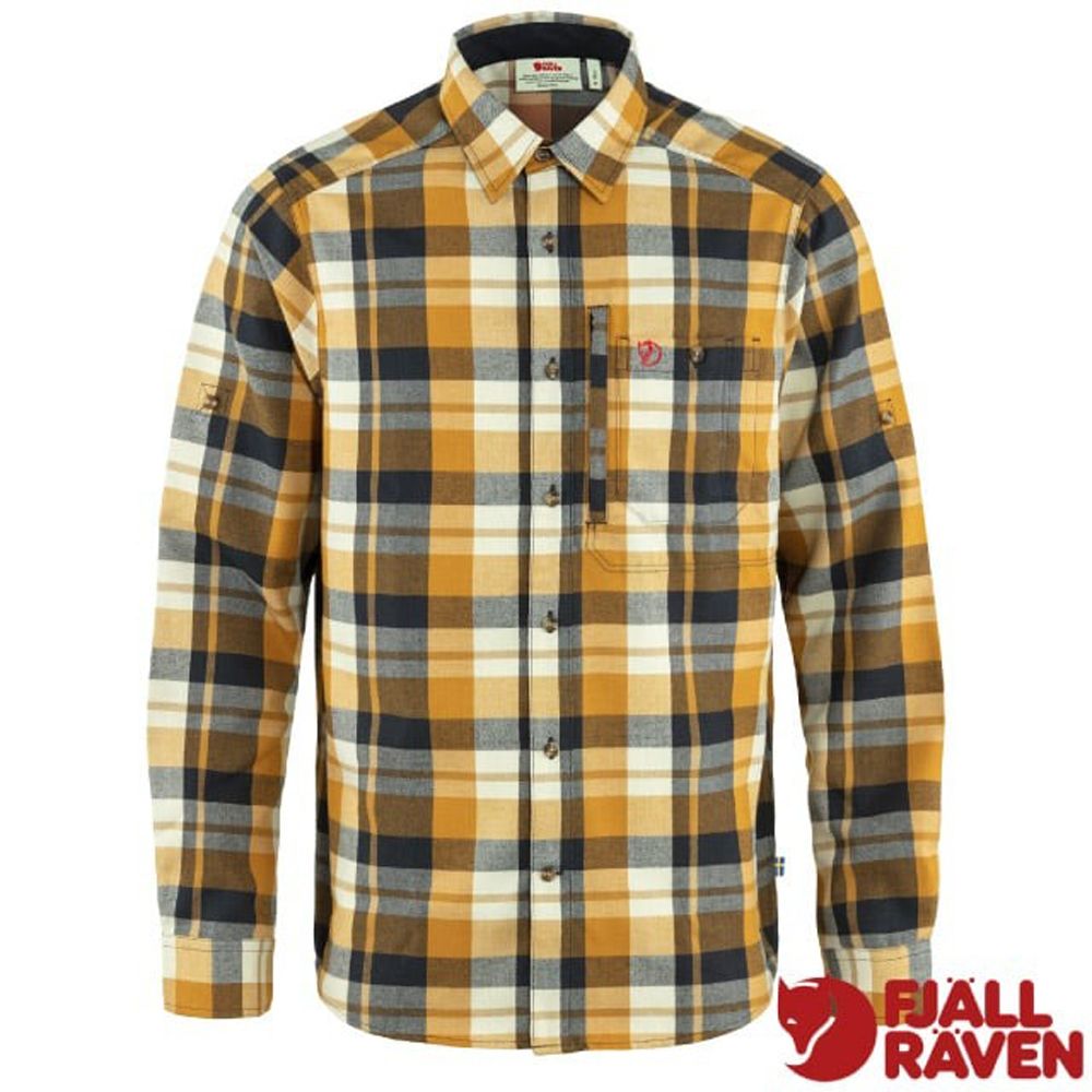 Fjallraven 小狐狸 男 Fjallglim Shirt 長袖保暖襯衫/兩個胸口袋.袖口可捲起/81380-232-555 蕎麥棕/暗深藍