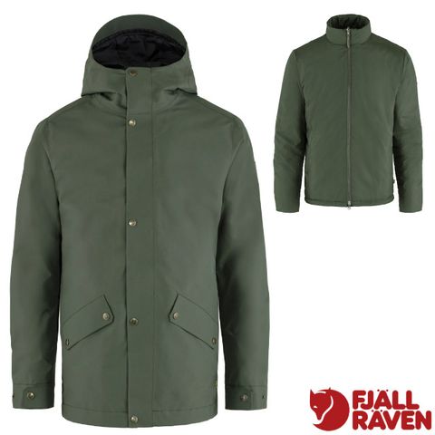 【Fjallraven 小狐狸】男 Visby 3 in 1 Jacket兩件式三合一保暖防水填充夾克/84130-662 深森綠