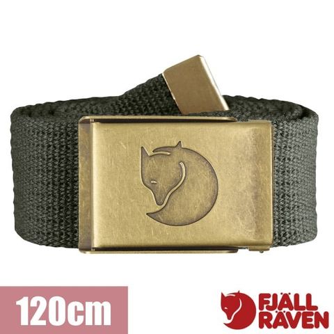 Fjallraven 【 小狐狸】Canvas Brass Belt 率性軍事復古風銅釦帆布皮帶 120cm/77297-032 高山灰