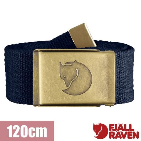 Fjallraven 【 小狐狸】Canvas Brass Belt 率性軍事復古風銅釦帆布皮帶 120cm/77297-555 暗深藍