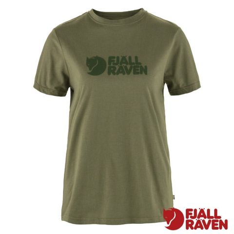 Fjallraven 小狐狸 女 Fjällräven Logo 吸濕彈性有機棉混紡短袖圓領衫.休閒T恤.運動上衣/輕量透氣/87146-620 綠