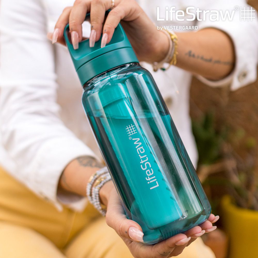 LifeStraw  Go 提蓋二段式過濾生命淨水瓶 1L深藍色