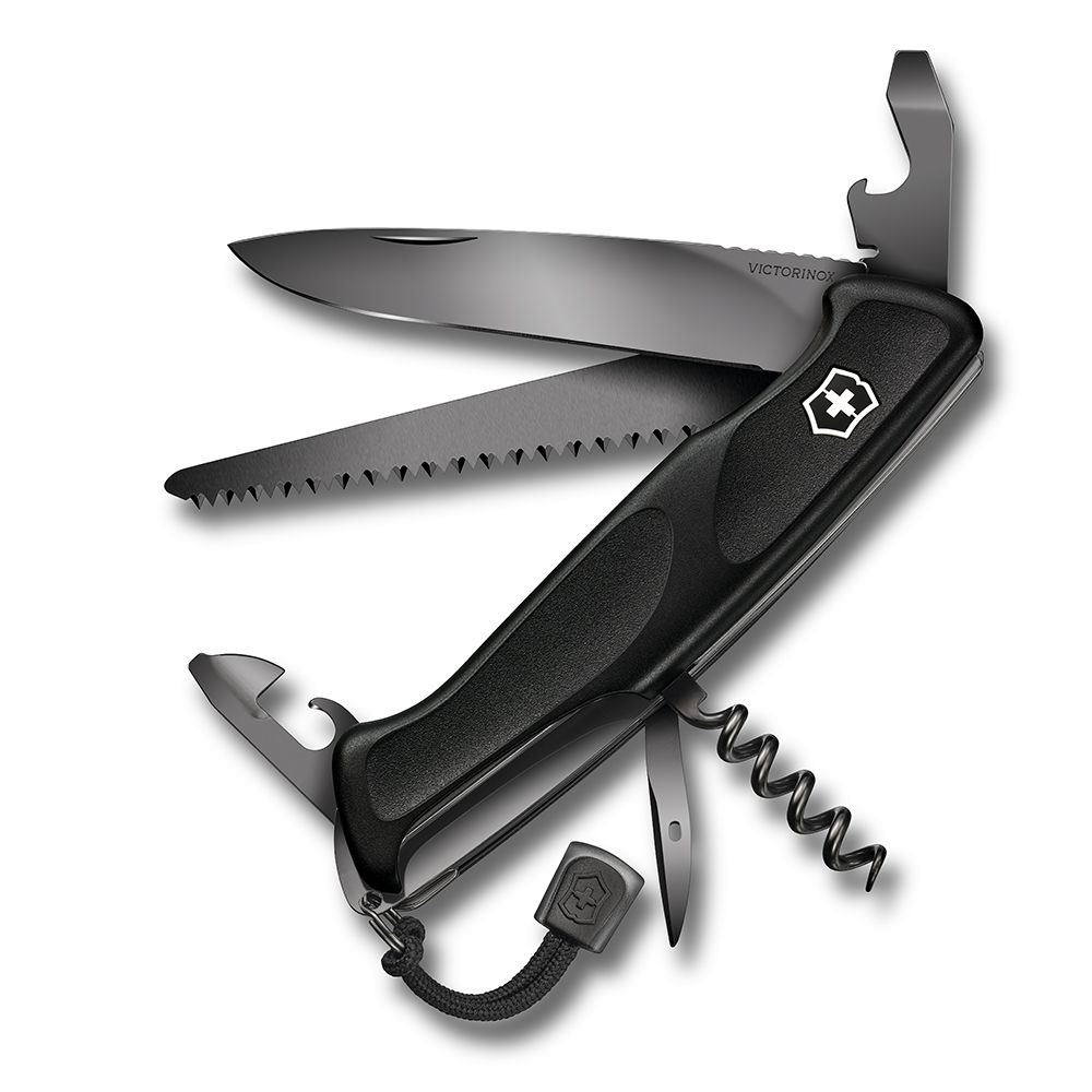 VICTORINOX 維氏 10用Ranger Grip 55系列瑞士刀(130mm)-黑X黑刀刃 (0.9563.C31P)