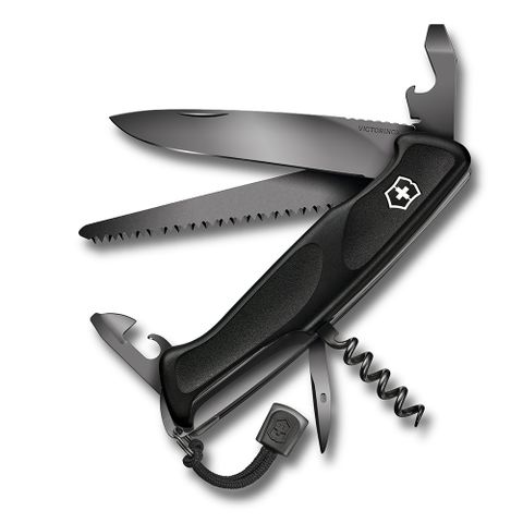 VICTORINOX 瑞士維氏10用Ranger Grip 55系列瑞士刀(130mm)-黑X黑刀刃 09563.C31P